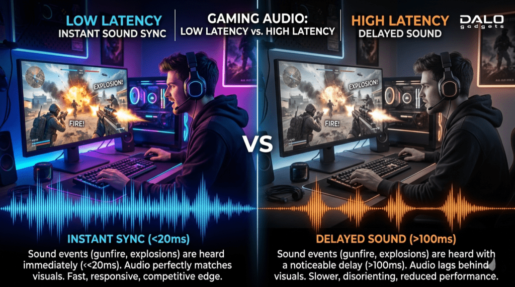 Low latency vs high latency audio comparison in gaming