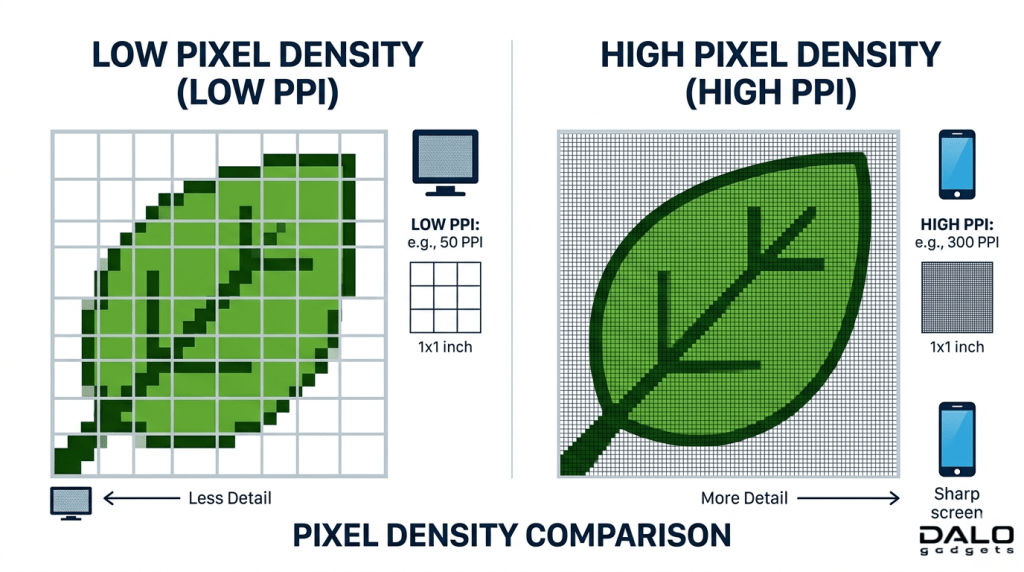 Pixel grid showing how resolution works on a screen