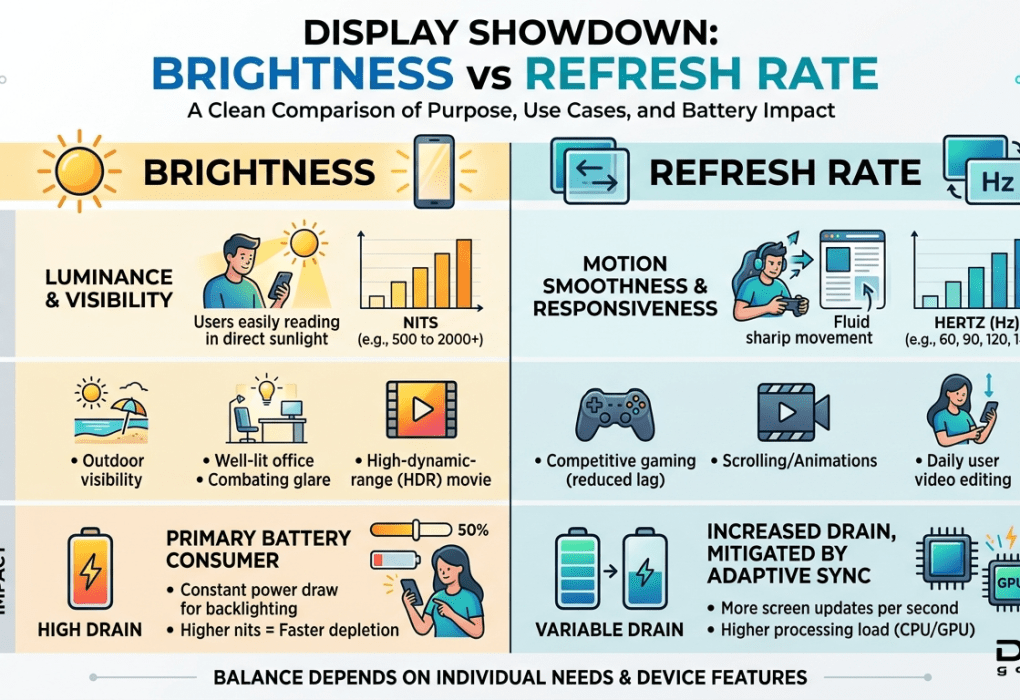 Brightness (Nits) vs Refresh Rate (Hz)