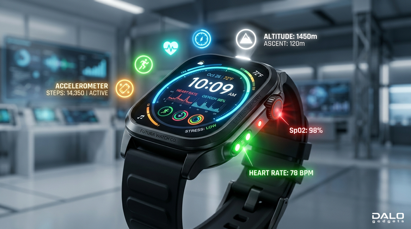 Altimeter, Barometer, Heart Rate, SpO2, Accelerometer & Auto Sleep Tracker